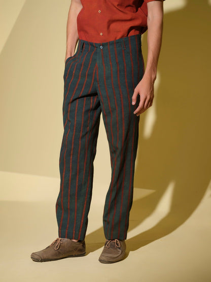 Rekha - Bamboo Linen Stripe Pant – Mens Pants by Vasudhaa Vastrram available on Brown Living™. 32 . SKU: VBLPT632001M5001. Img 1.