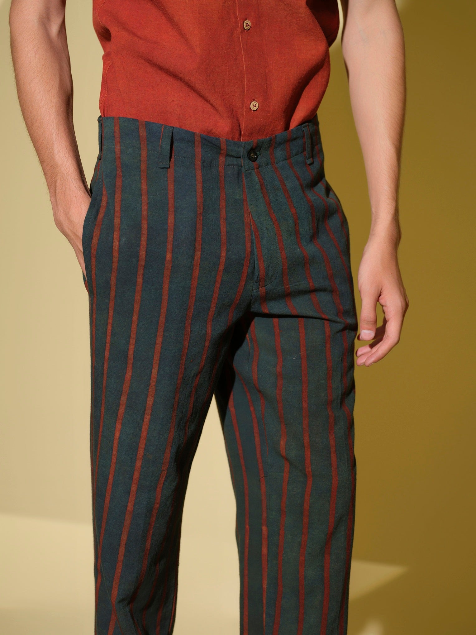 Rekha - Bamboo Linen Stripe Pant – Mens Pants by Vasudhaa Vastrram available on Brown Living™. 32 . SKU: VBLPT632001M5001. Img 4.