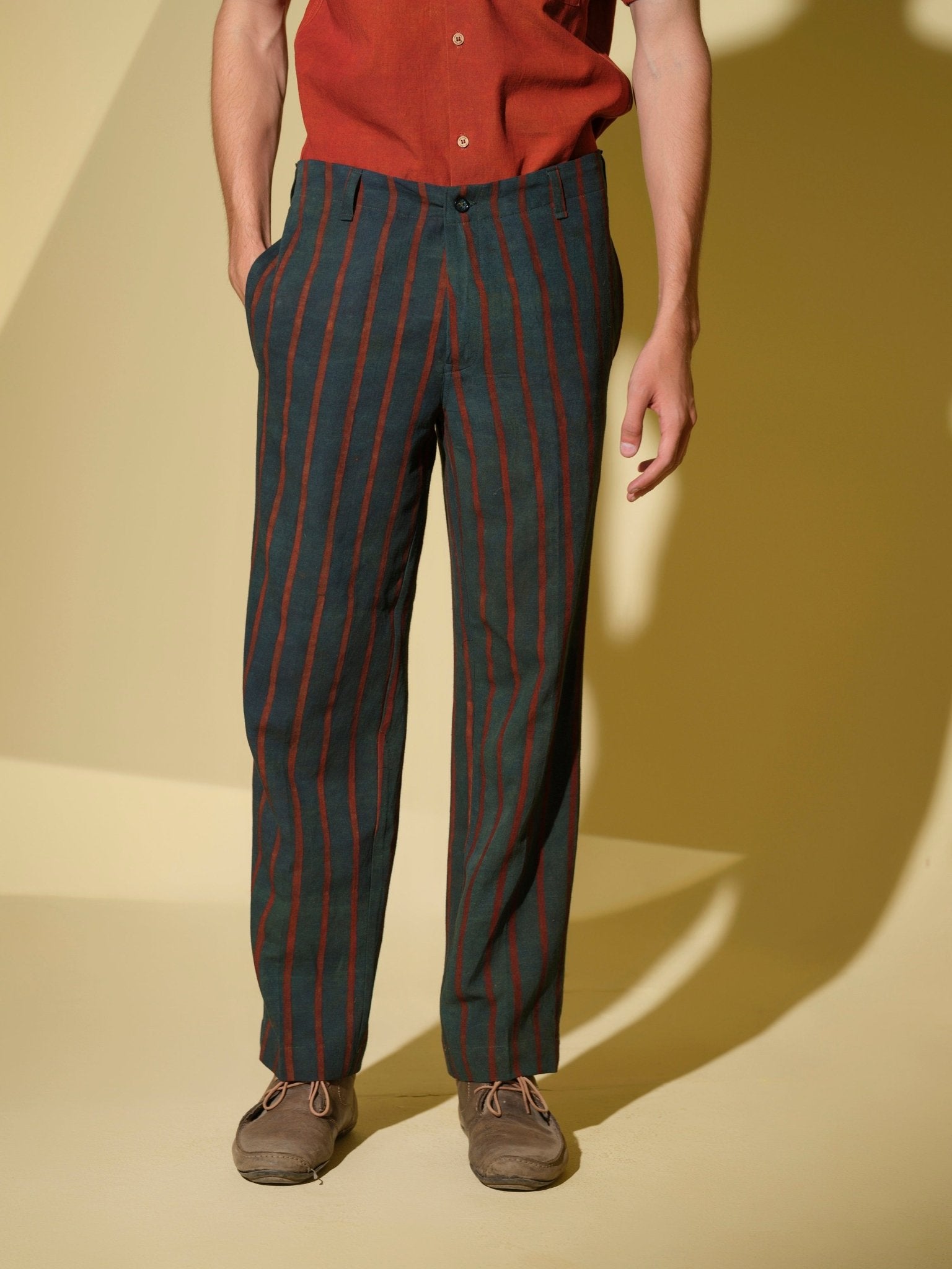 Rekha - Bamboo Linen Stripe Pant – Mens Pants by Vasudhaa Vastrram available on Brown Living™. 32 . SKU: VBLPT632001M5001. Img 2.