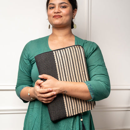 Rekha Hand - Woven Laptop Bag | Artisan Eco - Friendly Laptop Sleeve – Laptop Sleeve on Brown Living™. SKU: S24WREKHALP214-CB. Img 1.