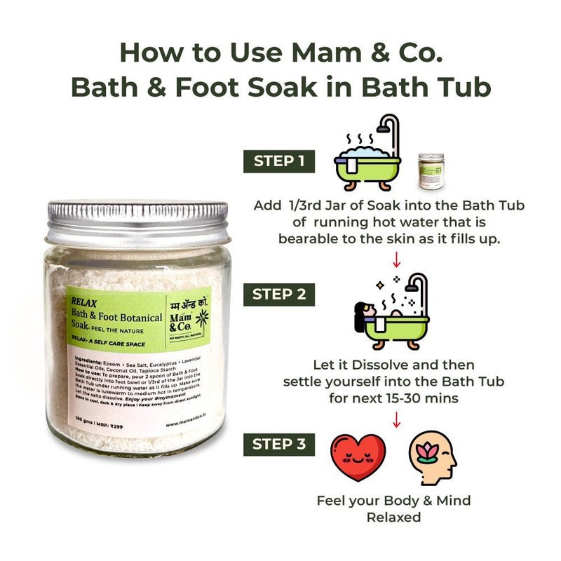 Relax Bath & Foot Soak | Easy to Dissolve | Fine in Texture | Non Sticky (100 g) | Verified Sustainable Bath Salt on Brown Living™