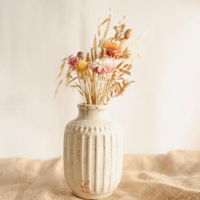 Retro Vase - Medium Size with Flower Bunch Decor – Home Decor on Brown Living™. SKU: V - 358. Img 1.