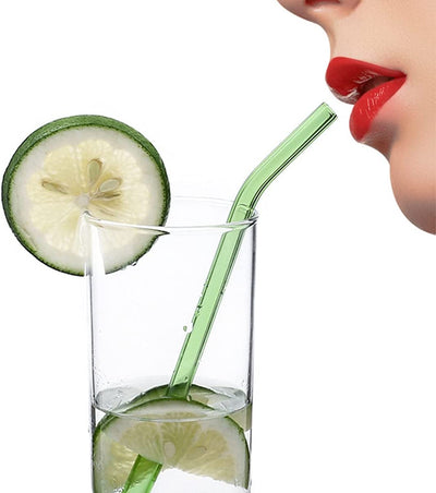 Reusable Bent Glass Straws – Green Eco Drinkware – Drinking Straws & Stirrers on Brown Living™. SKU: GRN - STRW. Img 4.