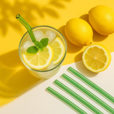 Reusable Bent Glass Straws – Green Eco Drinkware – Drinking Straws & Stirrers on Brown Living™. SKU: GRN - STRW. Img 2.