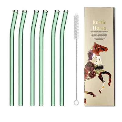 Reusable Bent Glass Straws – Green Eco Drinkware – Drinking Straws & Stirrers on Brown Living™. SKU: GRN - STRW. Img 3.