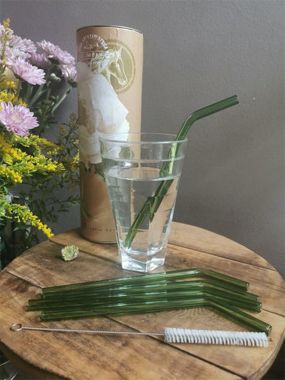 Reusable Bent Glass Straws – Green Eco Drinkware – Drinking Straws & Stirrers on Brown Living™. SKU: GRN - STRW. Img 6.