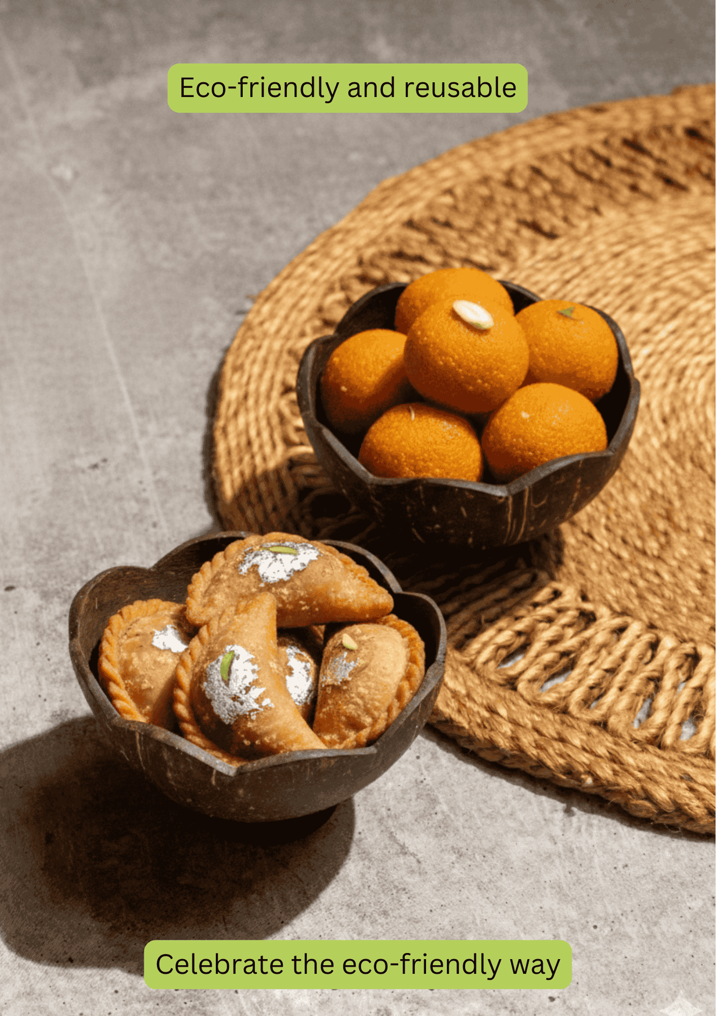 Reusable Bowls - Floral Shaped - Set of 2| Reusable Floral Shaped Bowl – Plates & Bowls on Brown Living™. SKU: DC3. Img 2.