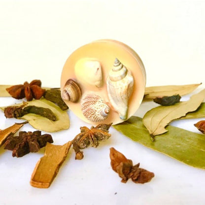 Reusable Seashell Textured Wax Tablet (Round) | Fragranced Wax Tablet – Candles & Fragrances on Brown Living™. SKU: SSWXTBRS1. Img 10.