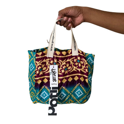 Reusable Tiffin Bag Upcycled Lunch Carry Bag – Bags on Brown Living™. SKU: ASWMPLBLUE. Img 44.