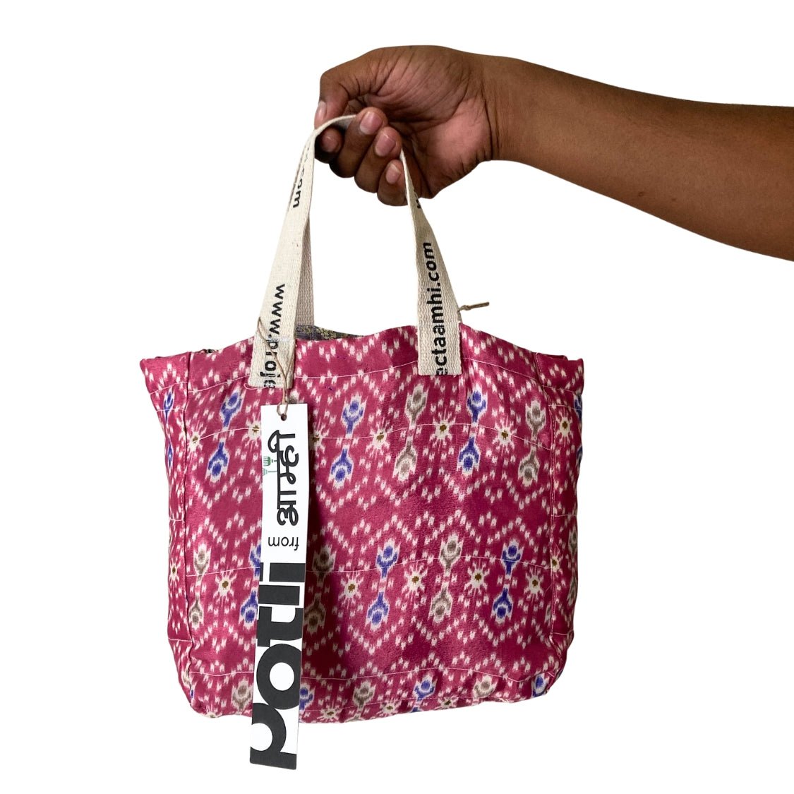 Reusable Tiffin Bag Upcycled Lunch Carry Bag – Bags on Brown Living™. SKU: ASWMPNK. Img 37.