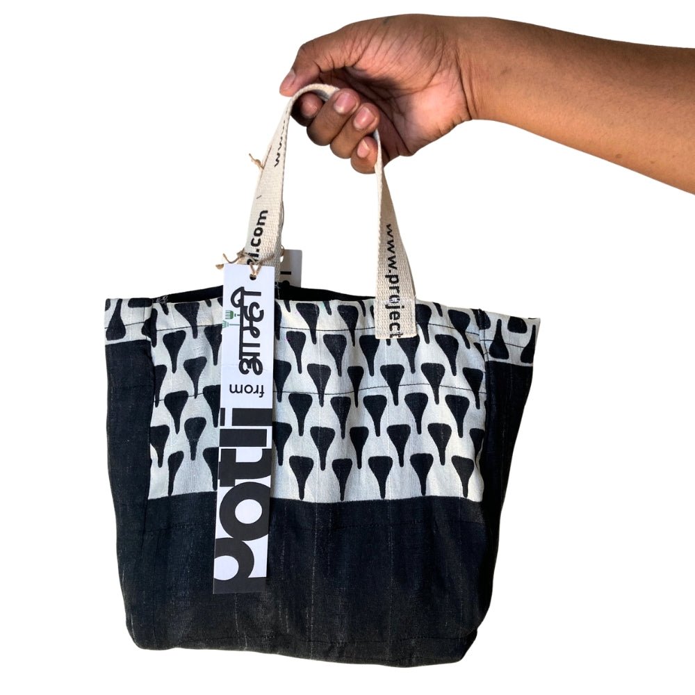 Reusable Tiffin Bag Upcycled Lunch Carry Bag – Bags on Brown Living™. SKU: ASWMTIFBLACK. Img 1.