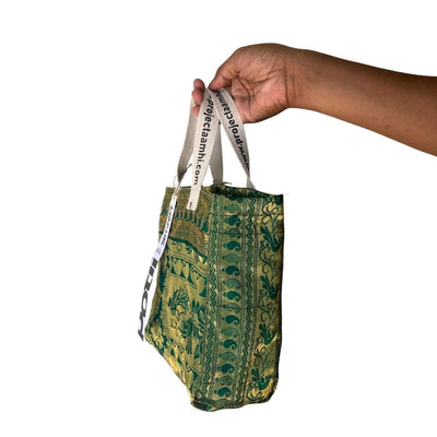 Reusable Tiffin Bag Upcycled Lunch Carry Bag – Bags on Brown Living™. SKU: ASWMTIFDKGREEN. Img 21.