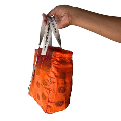 Reusable Tiffin Bag Upcycled Lunch Carry Bag – Bags on Brown Living™. SKU: ASWMTIFORAN. Img 29.