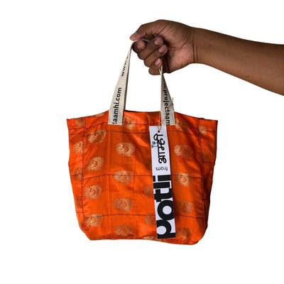 Reusable Tiffin Bag Upcycled Lunch Carry Bag – Bags on Brown Living™. SKU: ASWMTIFORAN. Img 28.