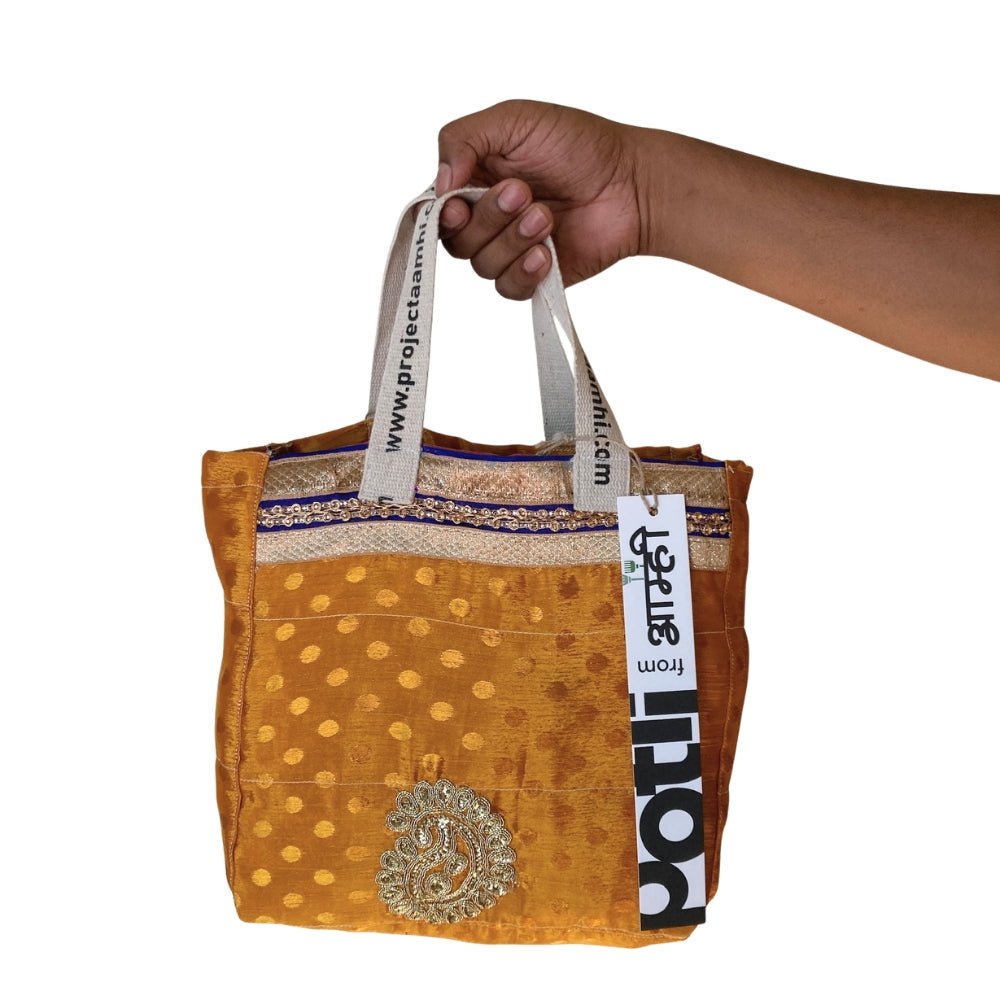 Reusable Tiffin Bag Upcycled Lunch Carry Bag – Bags on Brown Living™. SKU: ASWMTIFRUST. Img 4.