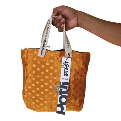 Reusable Tiffin Bag Upcycled Lunch Carry Bag – Bags on Brown Living™. SKU: ASWMTIFRUST. Img 5.