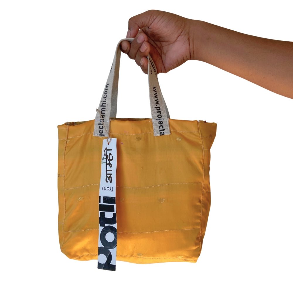 Reusable Tiffin Bag Upcycled Lunch Carry Bag – Bags on Brown Living™. SKU: ASWMTIFYELLOW. Img 31.