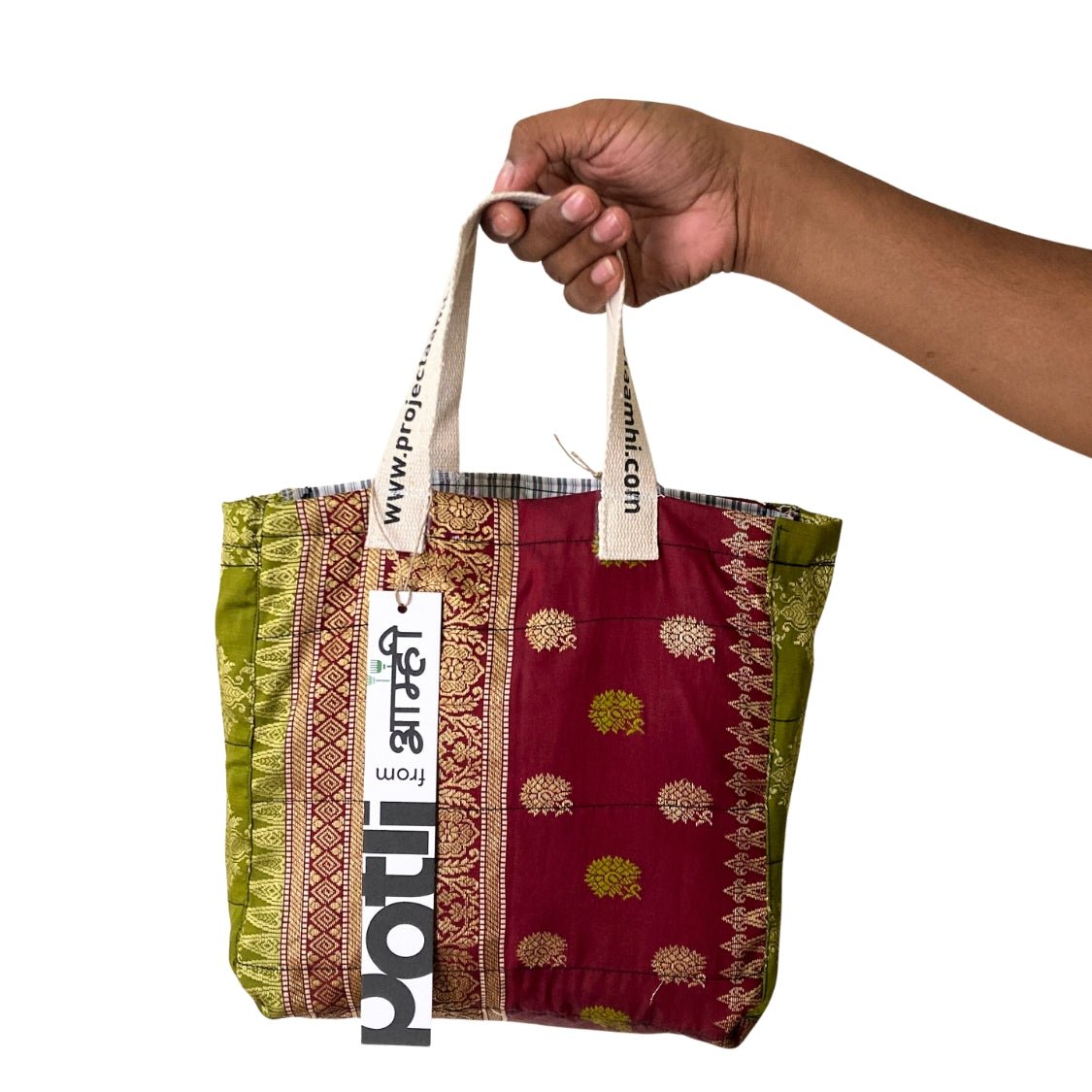 Reusable Tiffin Bag Upcycled Lunch Carry Bag – Bags on Brown Living™. SKU: ASWMTIFYELLWPRIN. Img 35.