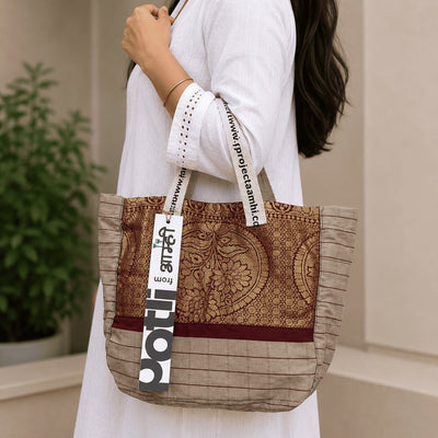 Reusable Tiffin Bag Upcycled Lunch Carry Bag – Bags on Brown Living™. SKU: TiffinPattern7. Img 53.