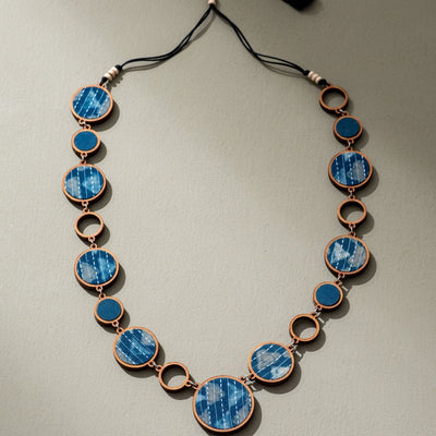 Reversible 2 - In - 1 Repurposed Fabric & Wood Necklace Earrings Set – Womens Earrings on Brown Living™. SKU: JCC030. Img 3.
