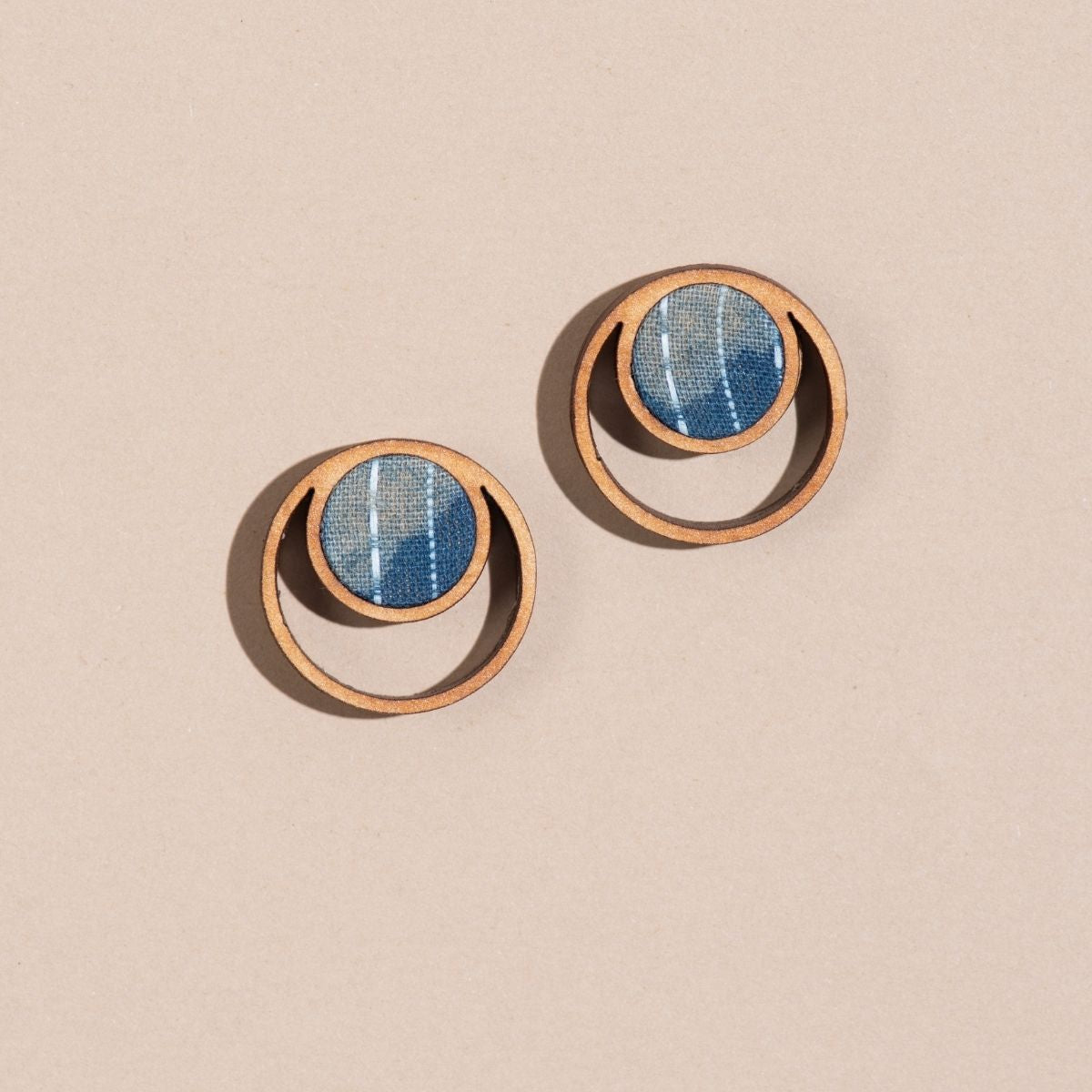 Reversible 2 - In - 1 Repurposed Fabric & Wood Necklace Earrings Set – Womens Earrings on Brown Living™. SKU: JCC030. Img 5.