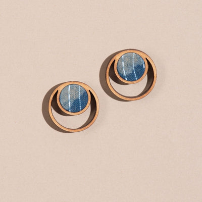 Reversible 2 - In - 1 Repurposed Fabric & Wood Necklace Earrings Set – Womens Earrings on Brown Living™. SKU: JCC030. Img 5.