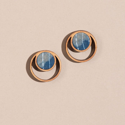 Reversible 2 - In - 1 Repurposed Fabric & Wood Necklace Earrings Set – Womens Earrings on Brown Living™. SKU: JCC030. Img 5.