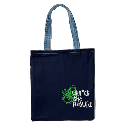 Reversible Multi - Pocket Cotton Denim Tote Bag – Tote Bag on Brown Living™. SKU: UNBHUJA7003055. Img 1.