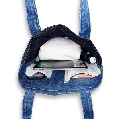 Reversible Multi - Pocket Cotton Denim Tote Bag – Tote Bag on Brown Living™. SKU: UNBHUJA7003055. Img 4.