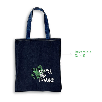 Reversible Multi - Pocket Cotton Denim Tote Bag – Tote Bag on Brown Living™. SKU: UNBHUJA7003055. Img 6.