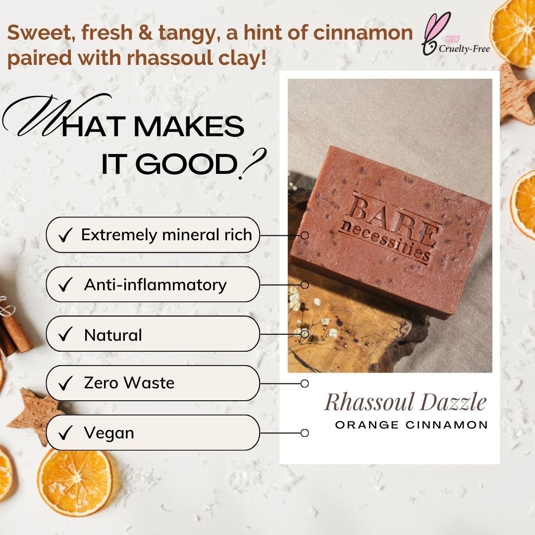 Rhassoul Dazzle - Organic Bathing Bar for Oily & Combination Skin Pack of 2 – Body Soap on Brown Living™. SKU: Rhassoul-Spa-Bar-75. Img 4.