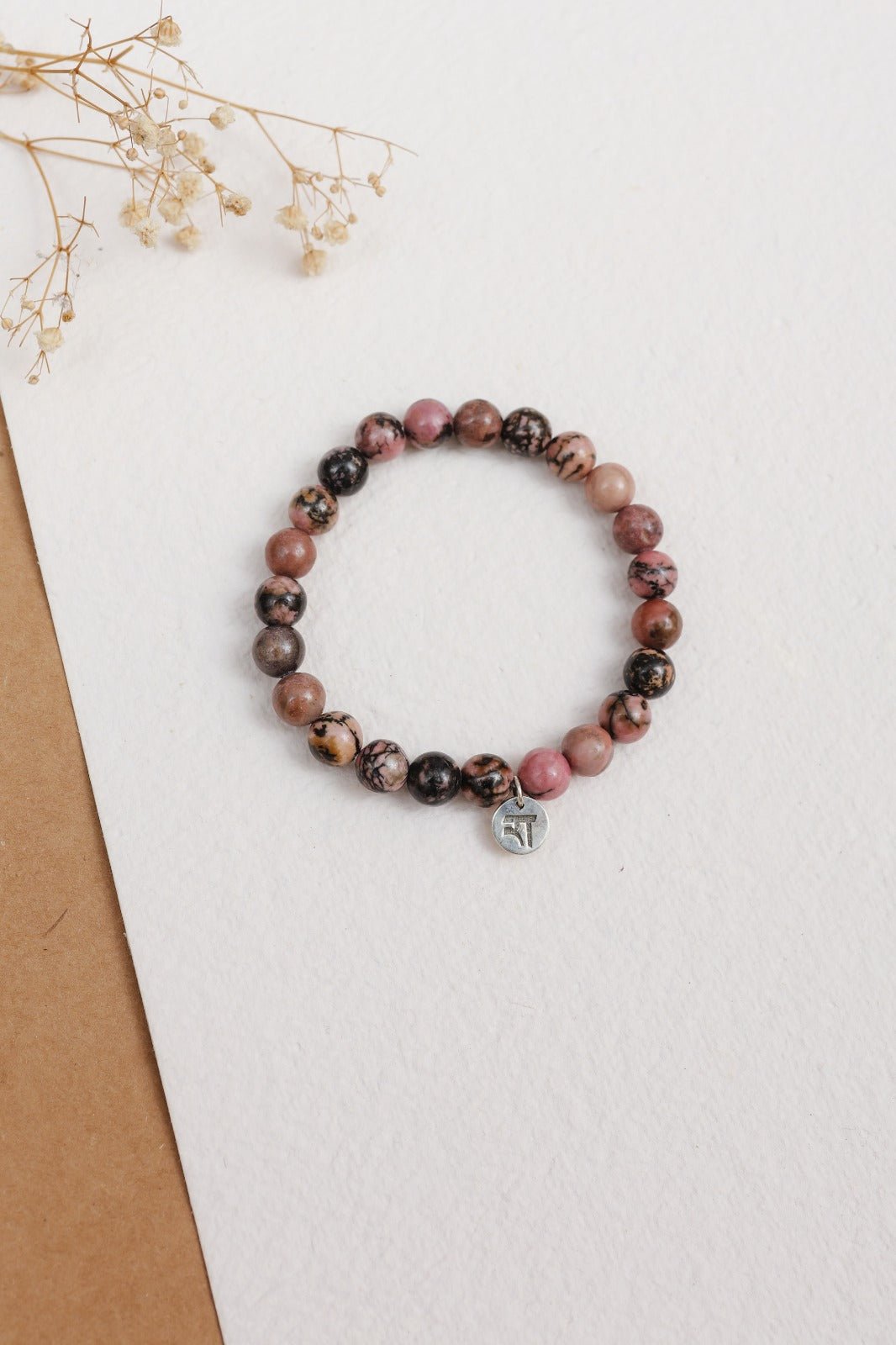 Rhodonite Bracelet | Handmade Healing Crystal Jewelry – Womens Bracelets by Rā The Studio available on Brown Living™. . SKU: RA - BR - RH - 01. Img 2.