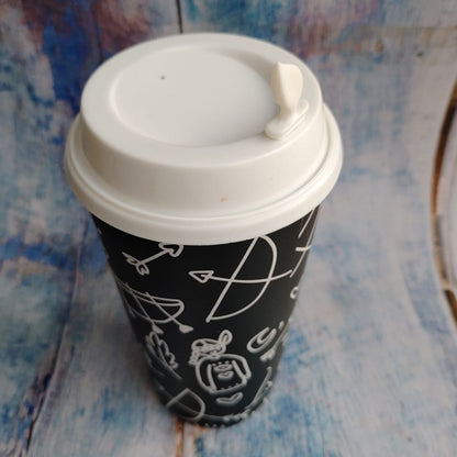 Rice Husk Coffee Cup - 475 ml - Doodle Art | Verified Sustainable by Brown Living™