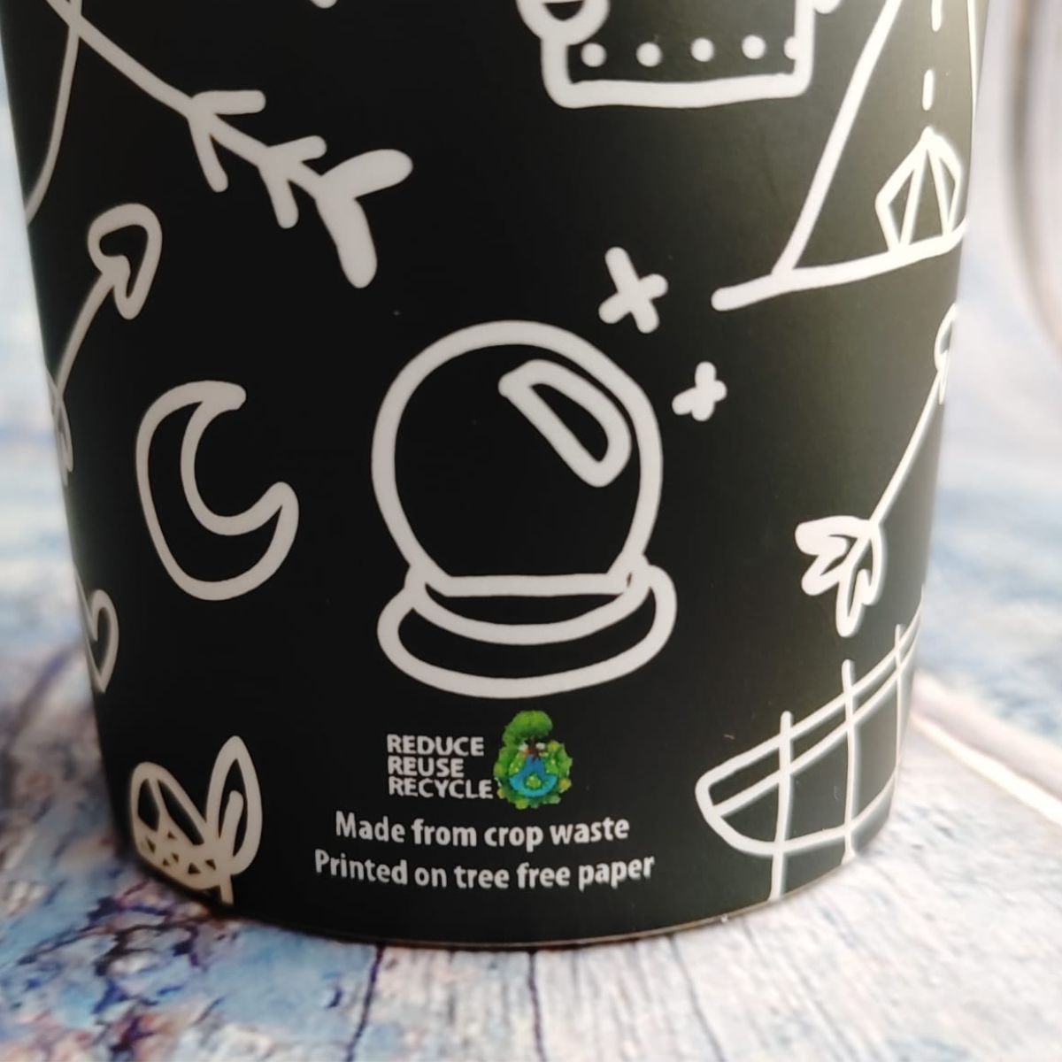 Rice Husk Coffee Cup - 475 ml - Doodle Art | Verified Sustainable by Brown Living™