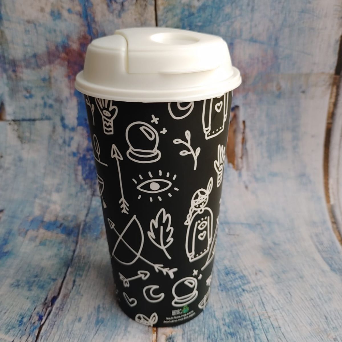 Rice Husk Coffee Cup - 475 ml - Doodle Art | Verified Sustainable by Brown Living™