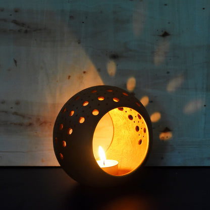Ring Tea Light Holder with Soywax Tealights – Candles & Fragrances on Brown Living™. SKU: CH - RNG - L1. Img 5.