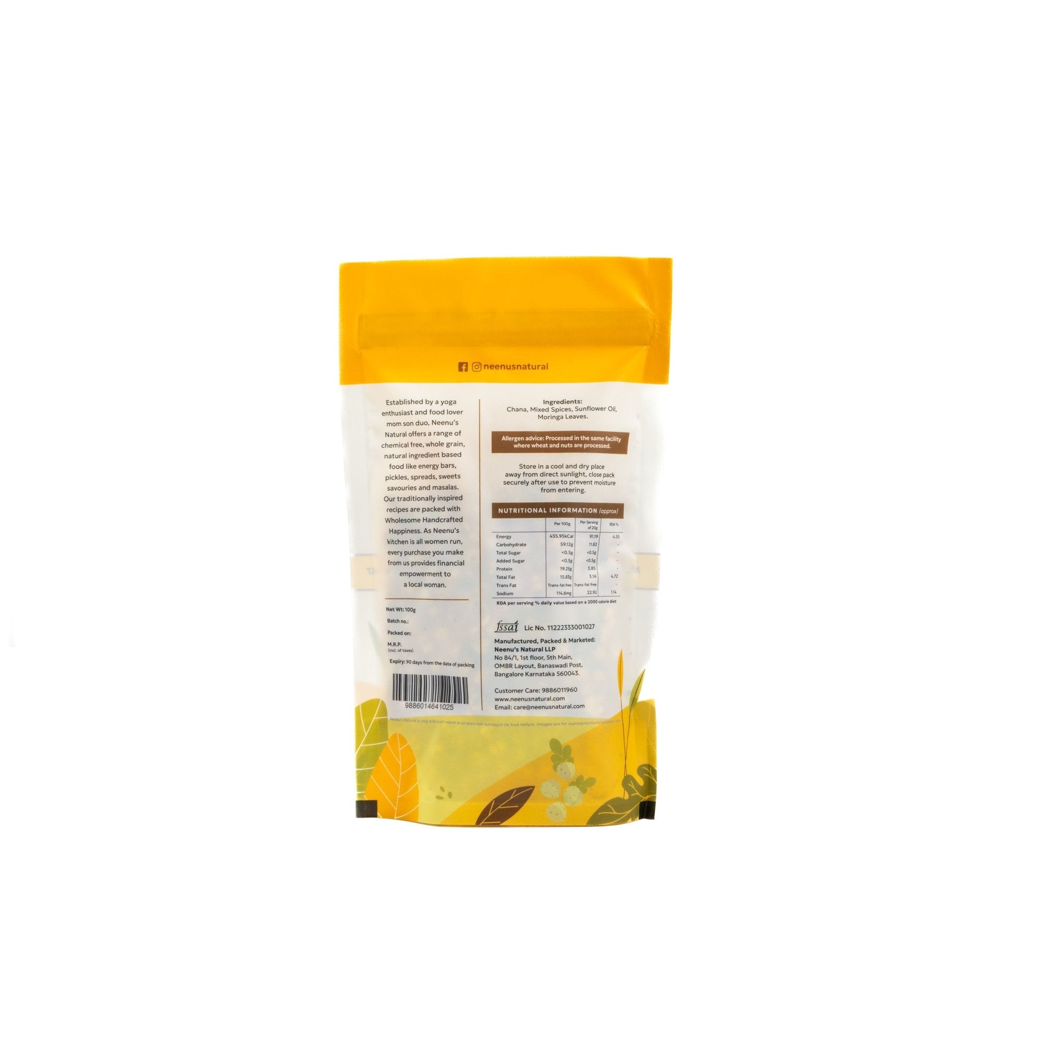 Roasted Lemon Moringa Mint Channa – Crunchy, Zesty, Healthy Snack – Healthy Snacks on Brown Living™. SKU: NN_10. Img 3.