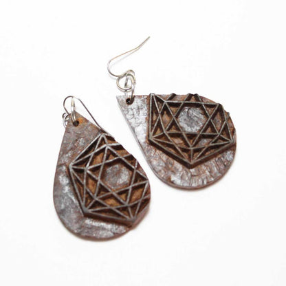Rohini Rekh Wooden Earrings With Wood Block Carving – Jewellery on Brown Living™. SKU: UARKHWJER008. Img 1.