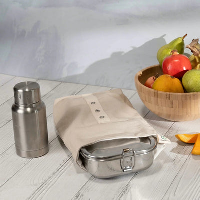 Roll Top Snack Bag in Organic Cotton – Food Wraps on Brown Living™. SKU: RTSB-OC-CP. Img 4.