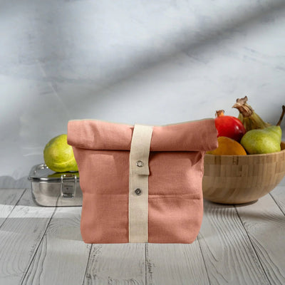 Roll Top Snack Bag in Organic Cotton – Food Wraps on Brown Living™. SKU: RTSB-OC-CP. Img 6.