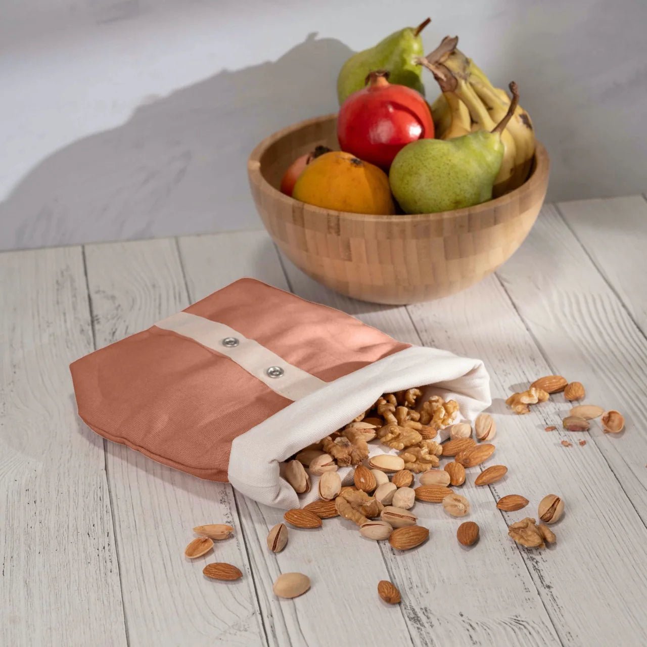 Roll Top Snack Bag in Organic Cotton – Food Wraps on Brown Living™. SKU: RTSB-OC-CP. Img 7.