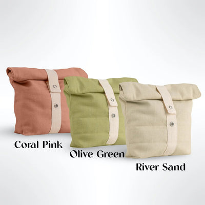 Roll Top Snack Bag in Organic Cotton – Food Wraps on Brown Living™. SKU: RTSB-OC-CP. Img 9.