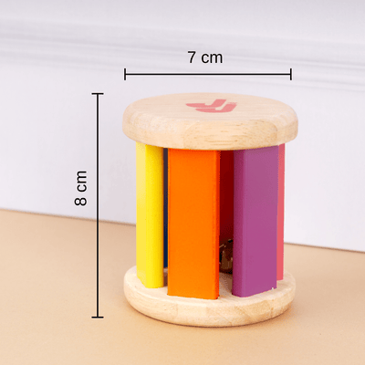 Rolling Drum Rattle | Encourages Grasp, Crawling & Tummy Time – Wooden Toys on Brown Living™. SKU: JNJ0011. Img 6.