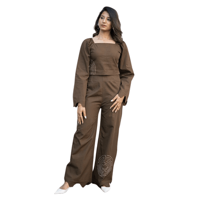 Rooted Whorls Embroidered Co - ord Set for Women | Contemporary Wear – Womens Co - Ord Sets on Brown Living™. SKU: AAYU-00101. Img 1.