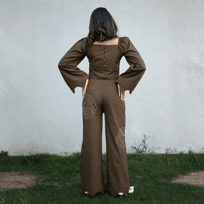 Rooted Whorls Embroidered Co - ord Set for Women | Contemporary Wear – Womens Co - Ord Sets on Brown Living™. SKU: AAYU-00101. Img 2.