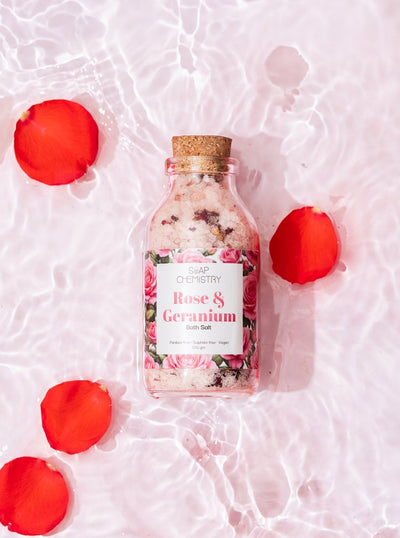 Rose Bath Salt 120g | Relaxing Aromatherapy Bath Soak – Bath Salt on Brown Living™. SKU: SC-BS-RG. Img 1.