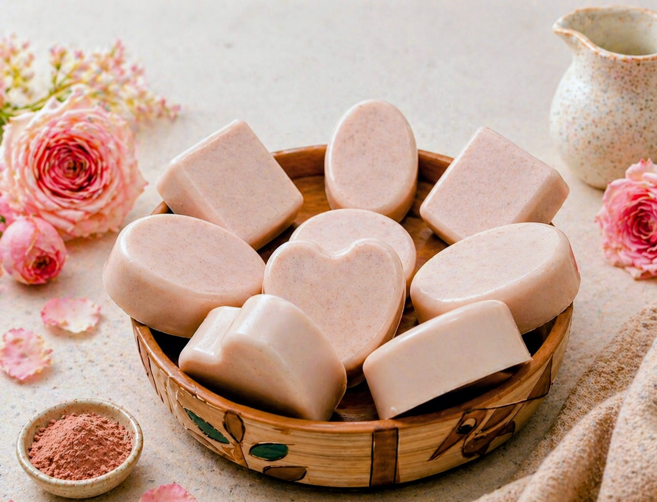 Rose Clay Goat Milk Soap Nourishing Handmade Bath Bar – Soap on Brown Living™. SKU: RSCLSP. Img 2.