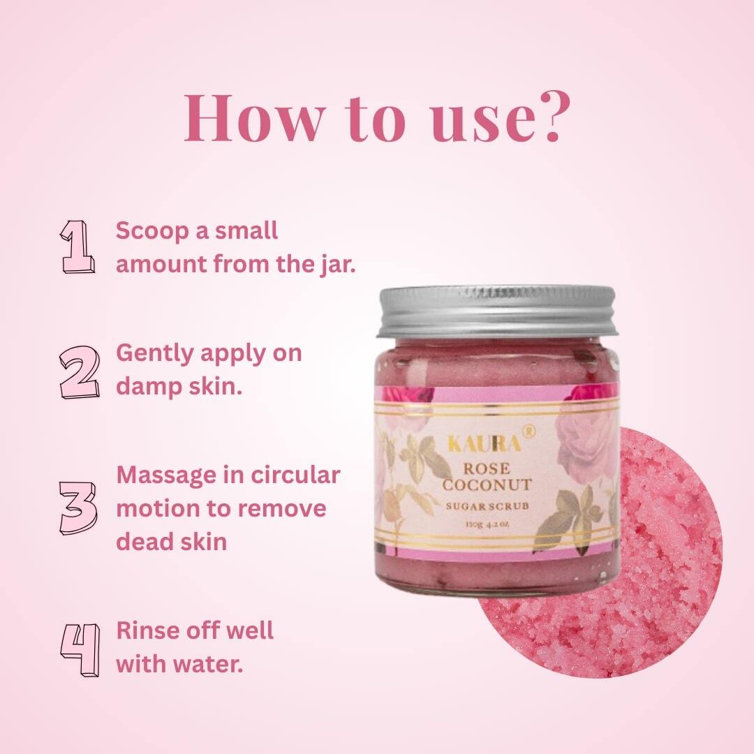 Rose & Coconut Sugar Scrub for Smooth, Glowing Skin | 120g – Body Scrub on Brown Living™. SKU: KI301. Img 6.