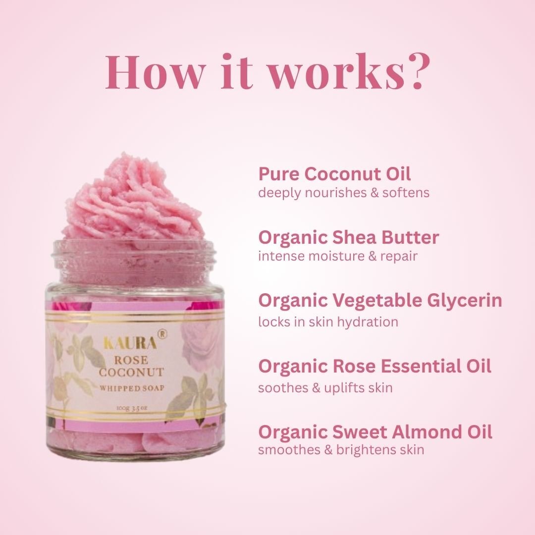 Rose Coconut Whipped Soap for Gentle Cleaning | 120g – Body Soap by Kaura available on Brown Living™. . SKU: KI376. Img 5.