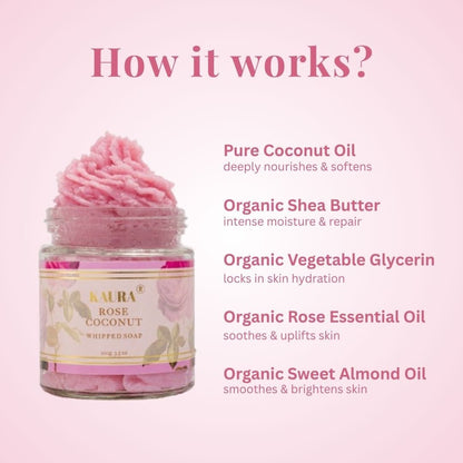 Rose Coconut Whipped Soap for Gentle Cleaning | 120g – Body Soap by Kaura available on Brown Living™. . SKU: KI376. Img 5.